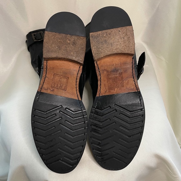 FRYE Veronica Black Leather mid-calf Pull On Engineers Boots - Picture 8 of 12
